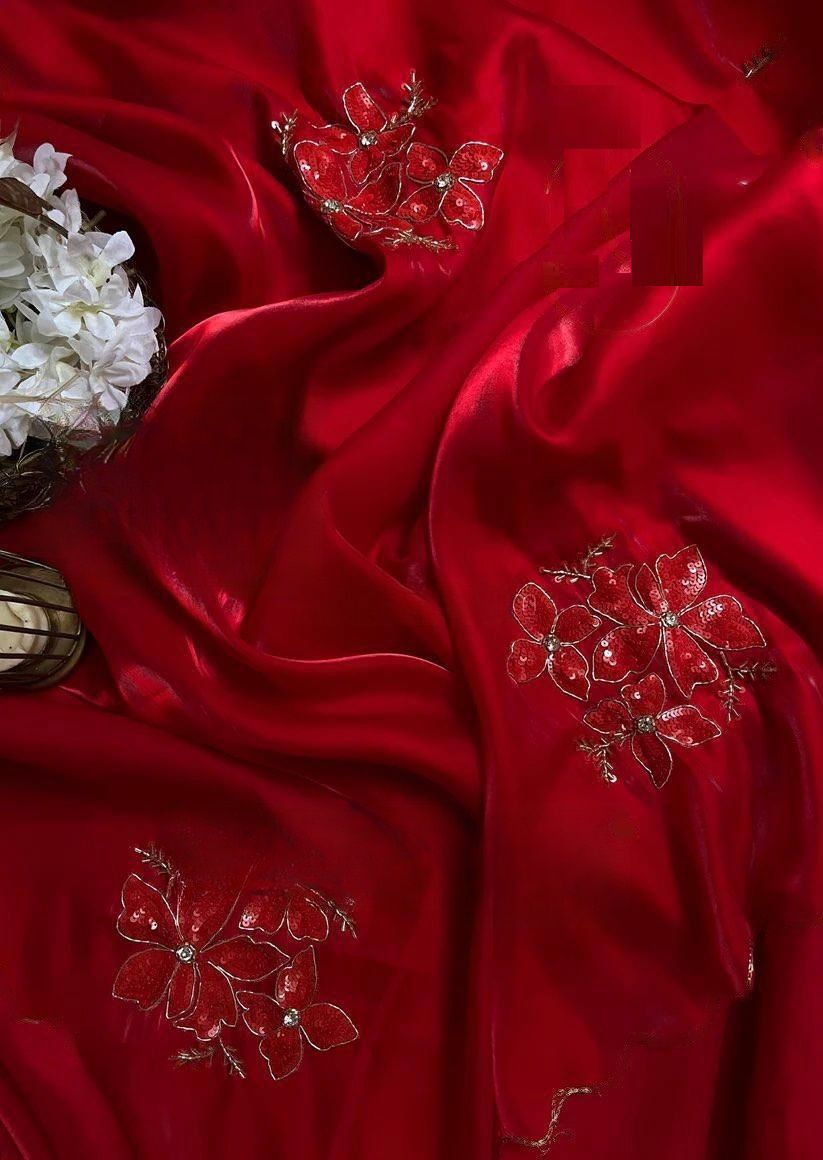 LG 1869 Red Sequence Work Designer Party Wear Sarees Wholesale Online